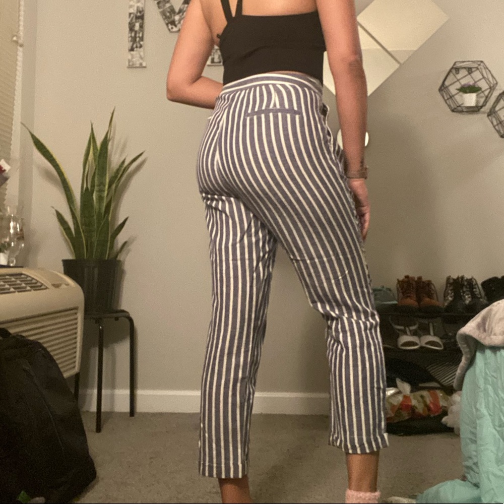 Blue-White Striped Pants